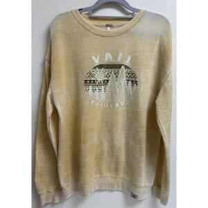 Techstyles Vail‎ Colorado Graphic Sweatshirt Medium Yellow Mountain Crewneck